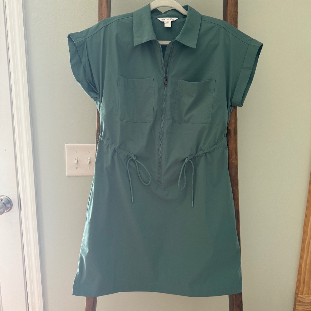 Athleta Topspin Dress - Teal Travel Dress Small Petite